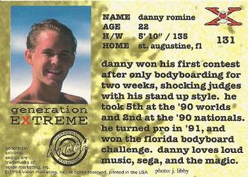 1994 Vision Generation Extreme #131 Danny Romine Back